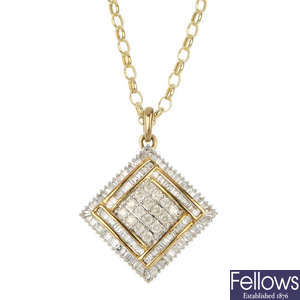 A 9ct gold diamond cluster pendant.