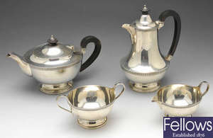A 1930's silver four piece tea service.