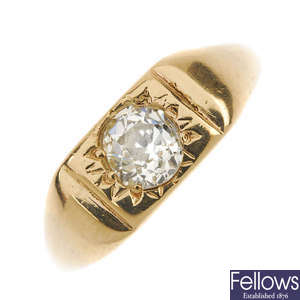 A 9ct gold diamond signet ring.