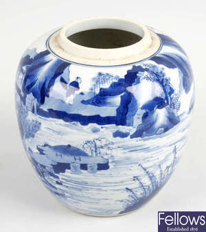 A Chinese porcelain blue and white ginger  jar