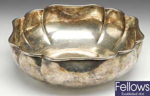 A small selection of silver plated items to include 'Christian Dior' bowl