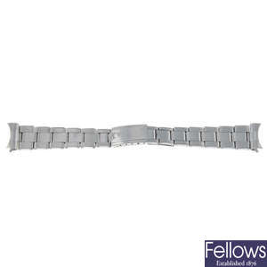 A stainless steel lady's Rolex expandable Oyster bracelet with folding clasp.
