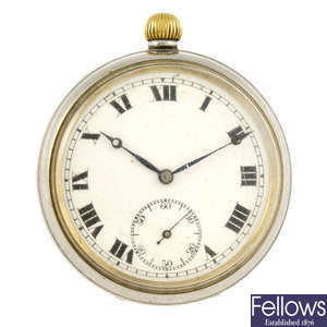 An open faced military pocket watch.