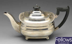 A 1930's silver teapot.
