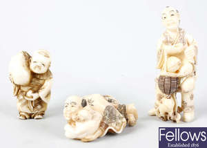 Three Japanese Meiji period ivory netsukes