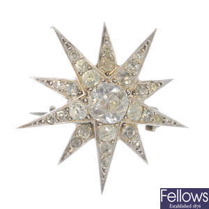 An early 20th century paste star brooch.