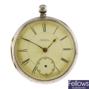 An open face pocket watch by Thomas Russell & Son, Liverpool.