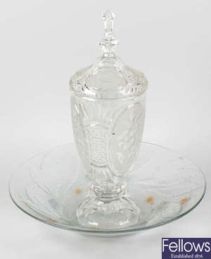 A 20th century French pressed glass dish