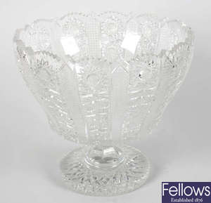 A good cut lead crystal glass pedestal bowl