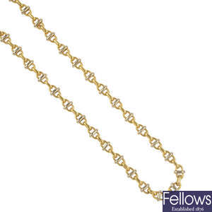 An 18ct gold fancy-link necklace.