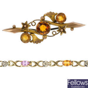 A selection of 9ct gold gem-set jewellery. 