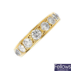 An 18ct gold diamond nine-stone ring.