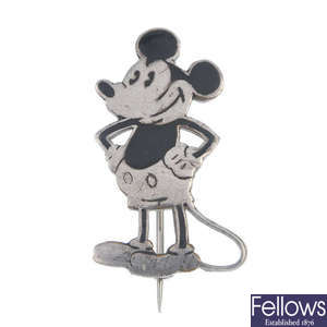 CHARLES HORNER - a silver enamel Mickey Mouse brooch.