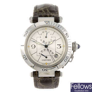 CARTIER - a Pasha de Cartier GMT wrist watch.