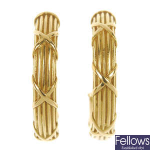 THEO FENNELL - a pair of 18ct gold ear hoops. 