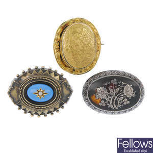 Three late 19th century memorial brooches