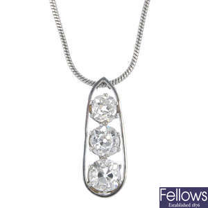 A platinum diamond pendant.