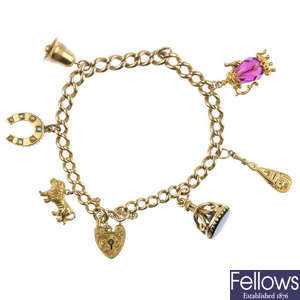 A 9ct gold charm bracelet.