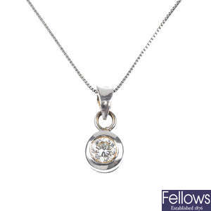 An 18ct gold diamond single-stone necklace.