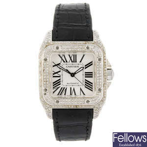 CARTIER - a Santos 100 wrist watch.