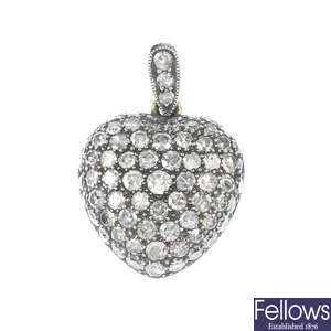 A mid 20th century diamond heart pendant.