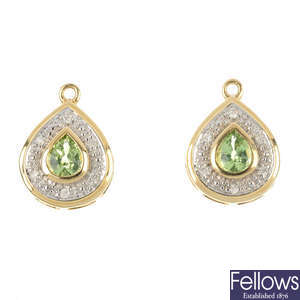 Two gem-set and diamond pendants.