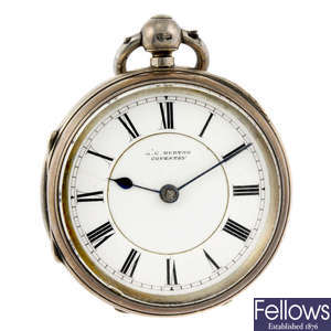 A silver open face pocket watch by A.C Burton.