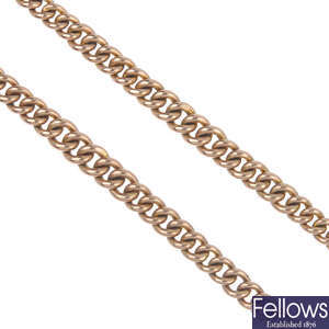 An early 20th century 9ct gold Albert chain. 