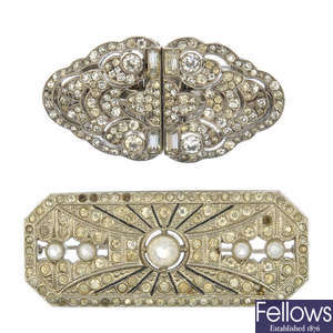 Four items of early 20th century paste jewellery.