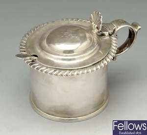 A George IV Scottish silver mustard pot.