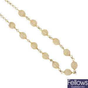 A 9ct gold cubic zirconia necklace.