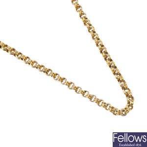 An early 20th century 10ct gold chain.