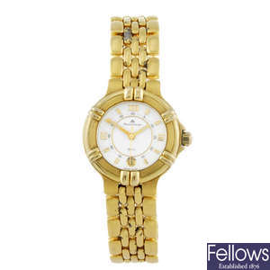 MAURICE LACROIX - a lady's gold plated Calypso bracelet watch.