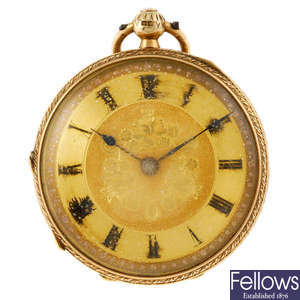 An open face pocket watch by A Holleyhead. 