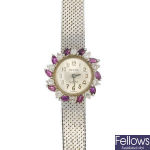 A lady's mid 20th century diamond and ruby cocktail watch.