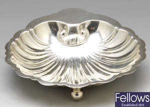 An silver shell butter dish, goblets, etc.