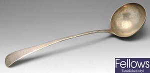 A George III silver soup ladle & mustard spoon.