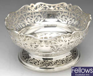 A George V silver pierced bowl.