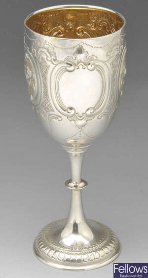 A late Victorian silver goblet.