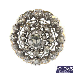 An early 20th century continental gold and silver diamond brooch.