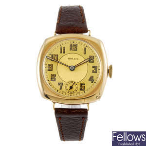 ROLEX - a gentleman's 9ct gold wrist watch.