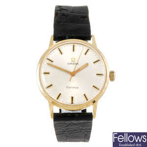 OMEGA - gentleman's yellow metal Geneve wrist watch. 
