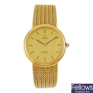OMEGA - a gentleman's 18ct gold De Ville bracelet watch.