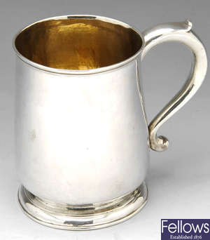 A George II & George III silver mugs (2).