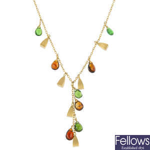 An 18ct gold gem-set necklace.
