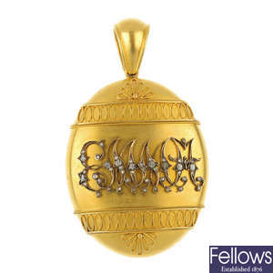 A late Victorian gold diamond 'Emma' locket.