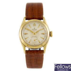 ROLEX - a gentleman's 9ct gold Oyster Precision wrist watch.