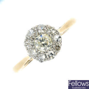 An early 20th century 18ct gold diamond cluster ring.