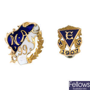 Two enamel brooches. 