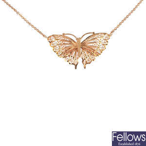 A 9ct gold butterfly pendant.